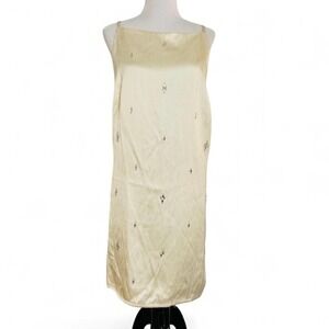 A New Day Cream Embellished Slip‎ Dress Spaghetti Strap Bow Back XXL